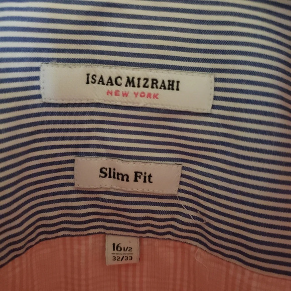 Isaac Mizrahi 16.5 32/33 Check Dress Shirt Flip Cuff - Picture 5 of 8